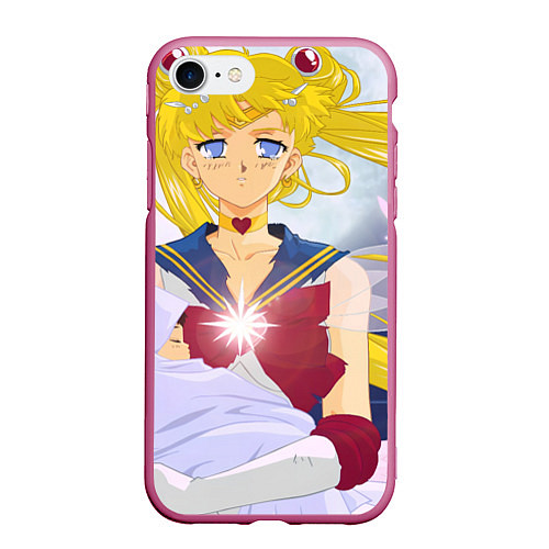 Чехол iPhone 7/8 матовый Sailor Moon Усаги Цукино и младенец / 3D-Малиновый – фото 1