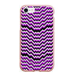 Чехол iPhone 7/8 матовый Фиолетовые и белые ломаные линии, цвет: 3D-светло-розовый
