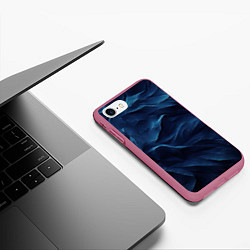 Чехол iPhone 7/8 матовый Синие глубокие абстрактные волны, цвет: 3D-малиновый — фото 2