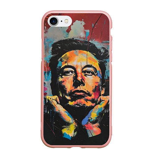Чехол iPhone 7/8 матовый Илон Маск граффити портрет / 3D-Светло-розовый – фото 1