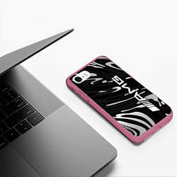 Чехол iPhone 7/8 матовый Мерседес АМГ - белые волны, цвет: 3D-малиновый — фото 2