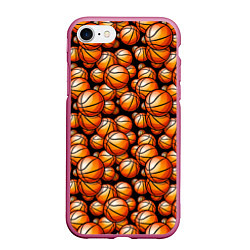 Чехол iPhone 7/8 матовый Баскетбольные мячики, цвет: 3D-малиновый