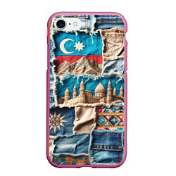 Чехол iPhone 7/8 матовый Пэчворк джинсы в Азербайджане, цвет: 3D-малиновый