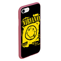 Чехол iPhone 7/8 матовый Nirvana - смайлик, цвет: 3D-малиновый — фото 2