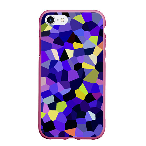 Чехол iPhone 7/8 матовый Мозаика фиолетовая / 3D-Малиновый – фото 1
