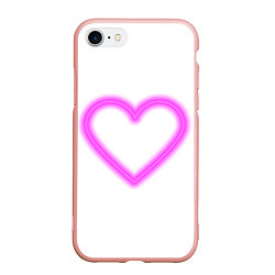 Чехол iPhone 7/8 матовый Неоновое сиреневое сердце, цвет: 3D-светло-розовый