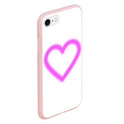 Чехол iPhone 7/8 матовый Неоновое сиреневое сердце, цвет: 3D-светло-розовый — фото 2