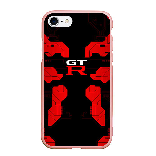 Чехол iPhone 7/8 матовый Nissan GTR - Cyber red / 3D-Светло-розовый – фото 1