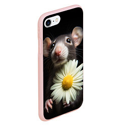 Чехол iPhone 7/8 матовый Крыс и ромашка, цвет: 3D-светло-розовый — фото 2
