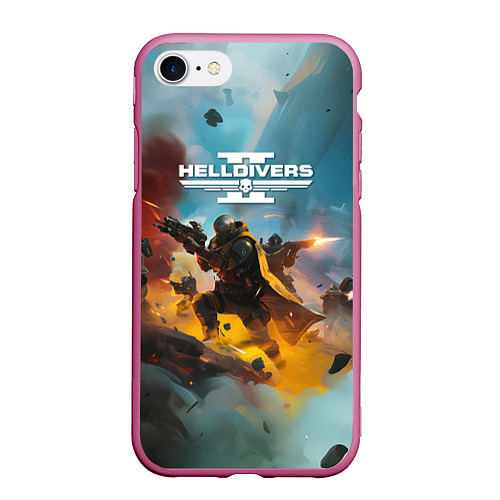 Чехол iPhone 7/8 матовый Helldivers 2 art for the game / 3D-Малиновый – фото 1