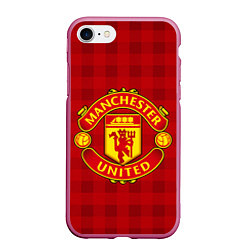 Чехол iPhone 7/8 матовый Manchester United, цвет: 3D-малиновый
