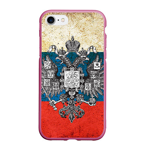 Чехол iPhone 7/8 матовый Герб имперской России / 3D-Малиновый – фото 1