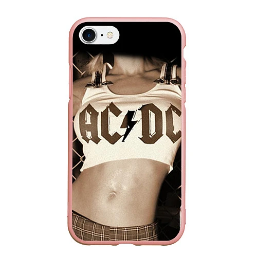 Чехол iPhone 7/8 матовый AC/DC Girl / 3D-Светло-розовый – фото 1