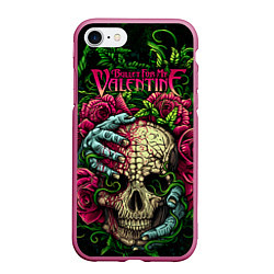 Чехол iPhone 7/8 матовый BFMV: Roses Skull, цвет: 3D-малиновый