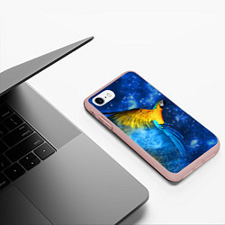 Чехол iPhone 7/8 матовый Космический попугай, цвет: 3D-светло-розовый — фото 2