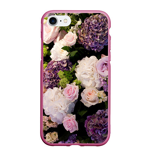 Чехол iPhone 7/8 матовый Весенние цветы / 3D-Малиновый – фото 1
