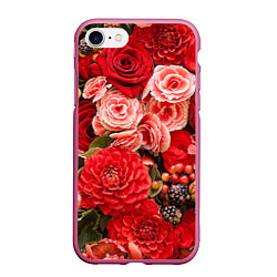 Чехол iPhone 7/8 матовый Ассорти из цветов, цвет: 3D-малиновый