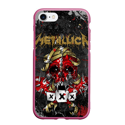 Чехол iPhone 7/8 матовый Metallica XXX / 3D-Малиновый – фото 1