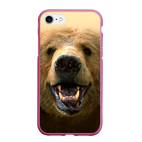 Чехол iPhone 7/8 матовый Взгляд медведя / 3D-Малиновый – фото 1