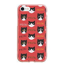 Чехол iPhone 7/8 матовый Meow, цвет: 3D-светло-розовый