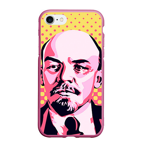Чехол iPhone 7/8 матовый Ленин: поп-арт / 3D-Малиновый – фото 1