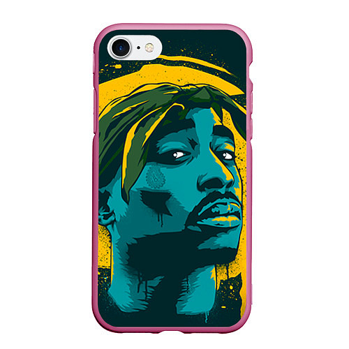 Чехол iPhone 7/8 матовый 2Pac Shakur / 3D-Малиновый – фото 1