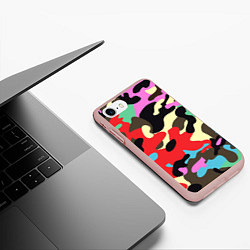Чехол iPhone 7/8 матовый Яркий камуфляж, цвет: 3D-светло-розовый — фото 2