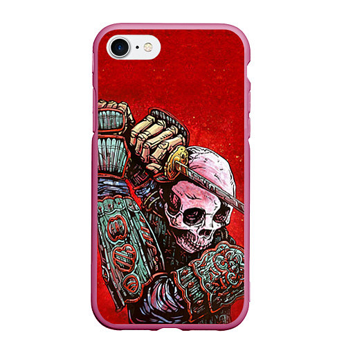 Чехол iPhone 7/8 матовый Скелет / 3D-Малиновый – фото 1