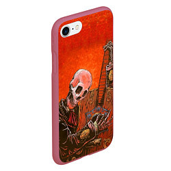 Чехол iPhone 7/8 матовый Скелет с гитарой, цвет: 3D-малиновый — фото 2