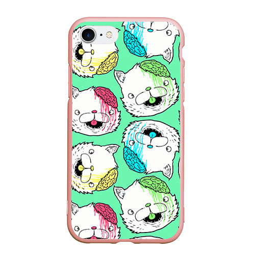 Чехол iPhone 7/8 матовый Drop Dead: Kitty Heads / 3D-Светло-розовый – фото 1