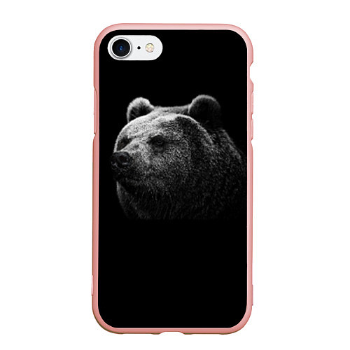 Чехол iPhone 7/8 матовый Взгляд мишки / 3D-Светло-розовый – фото 1