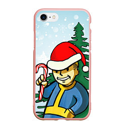 Чехол iPhone 7/8 матовый Fallout Christmas, цвет: 3D-светло-розовый