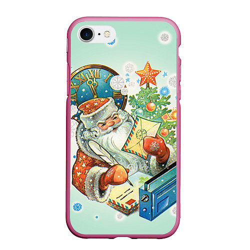Чехол iPhone 7/8 матовый Дед мороз / 3D-Малиновый – фото 1