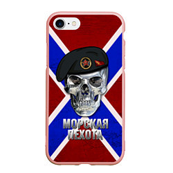 Чехол iPhone 7/8 матовый Череп: Морская пехота, цвет: 3D-светло-розовый