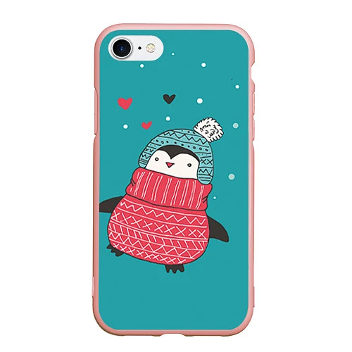Чехол iPhone 7/8 матовый Пингвинчик / 3D-Светло-розовый – фото 1