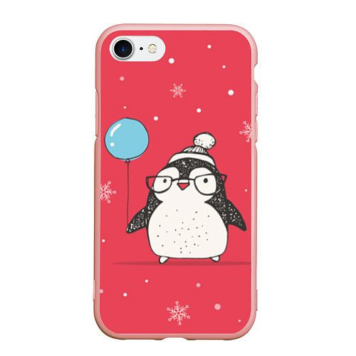 Чехол iPhone 7/8 матовый Влюбленная пингвинка / 3D-Светло-розовый – фото 1