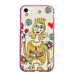 Чехол iPhone 7/8 матовый Червовая дама, цвет: 3D-малиновый