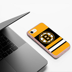 Чехол iPhone 7/8 матовый Boston Bruins, цвет: 3D-светло-розовый — фото 2