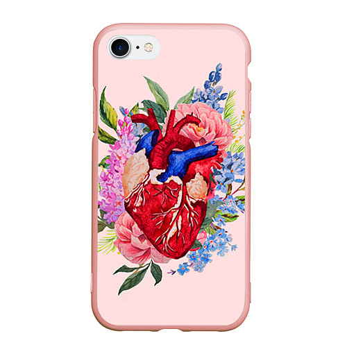 Чехол iPhone 7/8 матовый Цветочное сердце / 3D-Светло-розовый – фото 1
