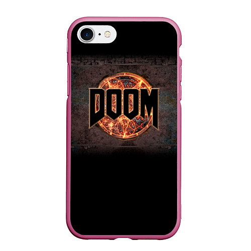 Чехол iPhone 7/8 матовый DOOM Fire / 3D-Малиновый – фото 1