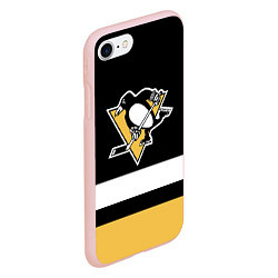 Чехол iPhone 7/8 матовый Pittsburgh Penguins: Black, цвет: 3D-светло-розовый — фото 2