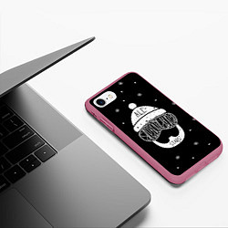 Чехол iPhone 7/8 матовый Бородатый сноубордист, цвет: 3D-малиновый — фото 2