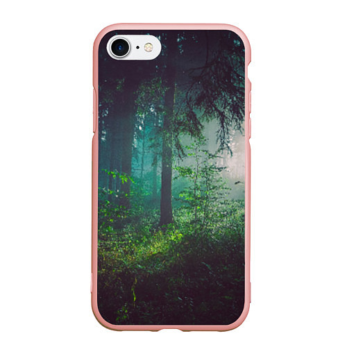 Чехол iPhone 7/8 матовый Таинственный лес / 3D-Светло-розовый – фото 1