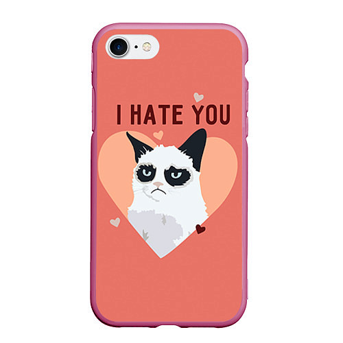 Чехол iPhone 7/8 матовый I hate you / 3D-Малиновый – фото 1