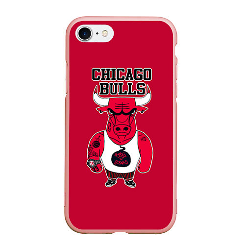 Чехол iPhone 7/8 матовый Chicago bulls / 3D-Светло-розовый – фото 1
