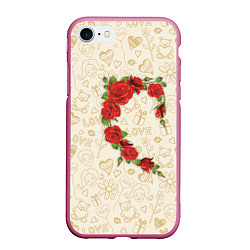 Чехол iPhone 7/8 матовый Сердце красных роз, цвет: 3D-малиновый