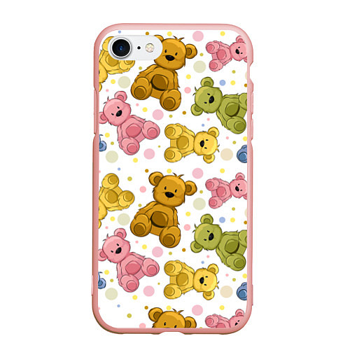 Чехол iPhone 7/8 матовый Любимые медвежата / 3D-Светло-розовый – фото 1