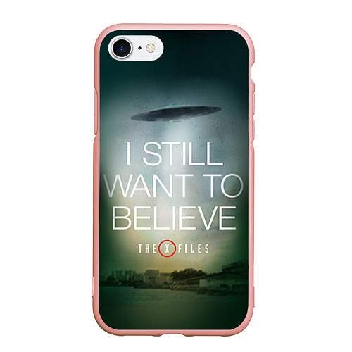 Чехол iPhone 7/8 матовый I still want to believe / 3D-Светло-розовый – фото 1