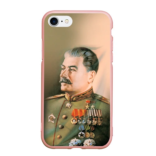 Чехол iPhone 7/8 матовый Иосиф Сталин / 3D-Светло-розовый – фото 1
