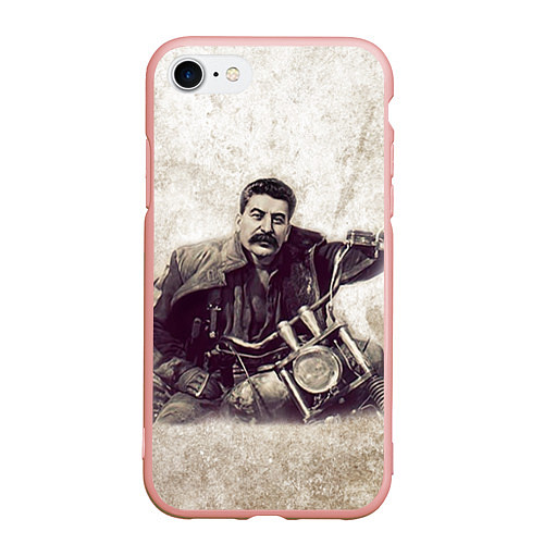 Чехол iPhone 7/8 матовый Сталин байкер / 3D-Светло-розовый – фото 1